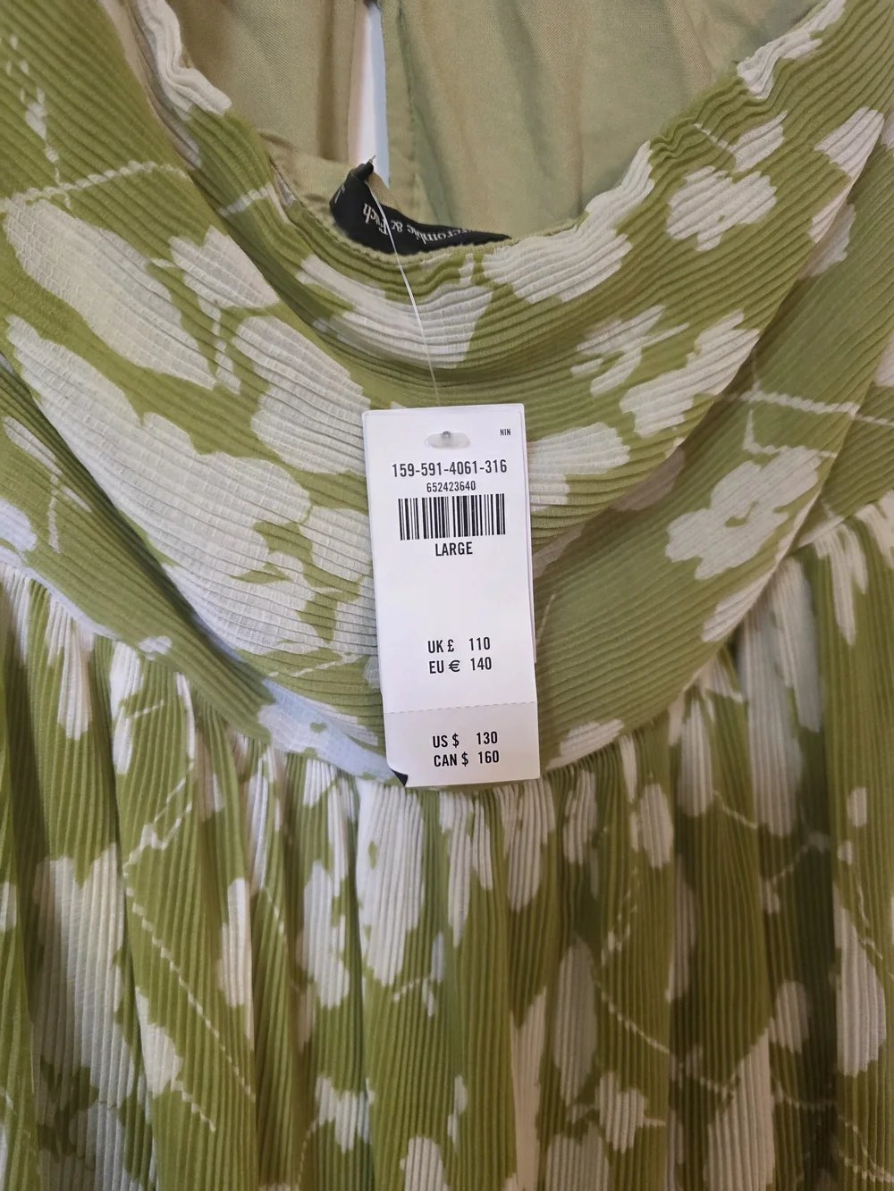Abercrombie & Fitch Chartreuse Green Floral Drama Halter Maxi Dress L